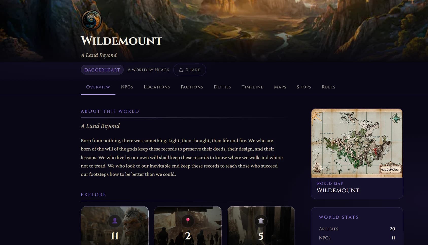Skryrún Player Portal — world overview, lore, maps, and NPCs revealed to players